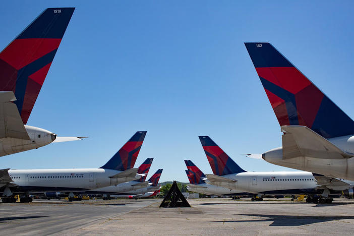 Dozens of Delta jets have been parked on the tarmac of the Birmingham-Shuttlesworth International Airport since last spring.