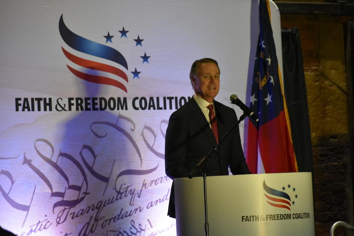 Former Sen. David Perdue speaks at a January 2022 event hosted by the Faith & Freedom Coalition.