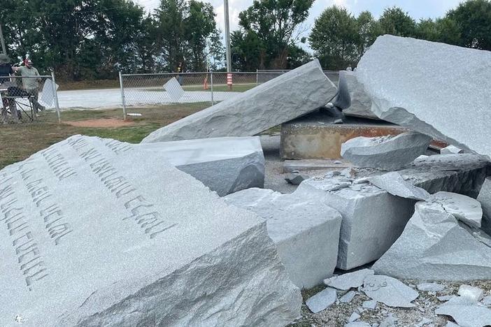 A rural Georgia monument that some people have dubbed “America's Stonehenge” has been demolished after a bomb destroyed one of its four granite panels.