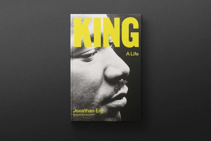 The cover of the book "King: A Life" by Jonathan Eig is shown.