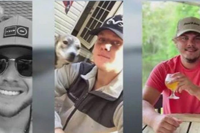 Three photos of men from social media pages are shown.