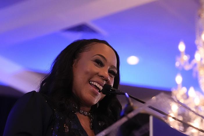 FILE - Fulton County District Attorney Fani Willis speaks after winning the Democratic primary on Tuesday, May 21, 2024, in Buckhead, Ga. (AP Photo/Brynn Anderson, file)