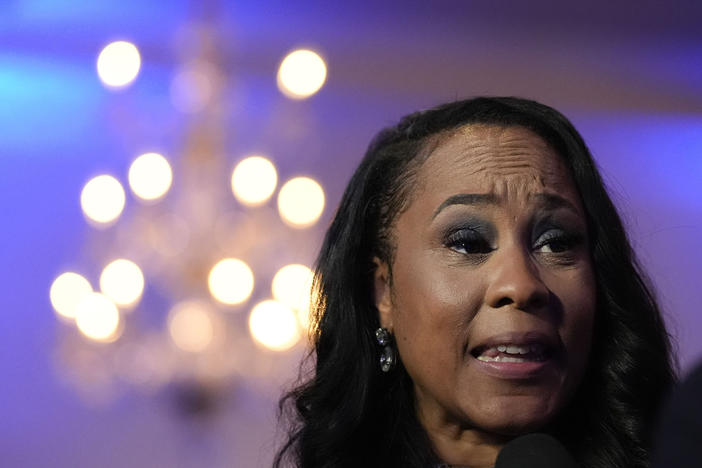 Fulton County District Attorney Fani Willis speaks to the media after winning the Democratic primary on Tuesday, May 21, 2024, in Buckhead, Ga. 