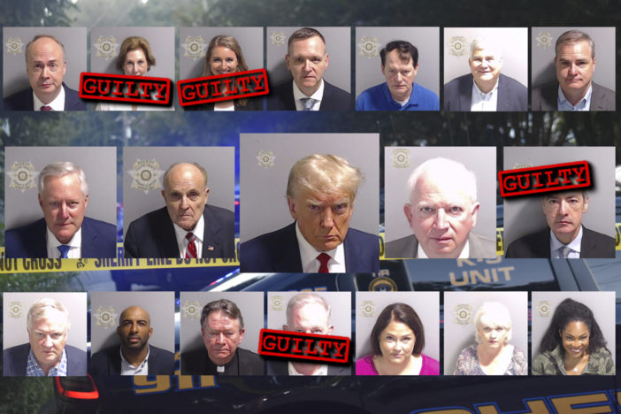  Booking photos from the Fulton County conspiracy case charging Donald Trump and allies with trying to overturn Georgia’s 2020 election results. Photos from Fulton County Sheriff’s Office