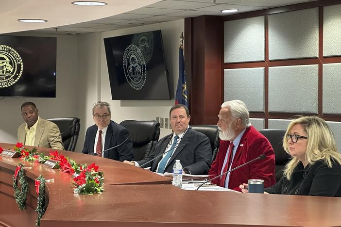 The five Republican members of the Georgia Public Service Commission meet Dec. 19, 2023, in Atlanta. The U.S. Supreme Court, Monday, June 24, 2024, declined to hear a challenge to the statewide election of commissioners, which should allow stalled commission elections to resume in 2025.