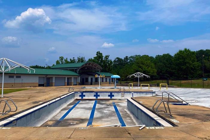 A file photo of a drained, dirty community pool at Shirley Winston Park in Columbus, Ga.