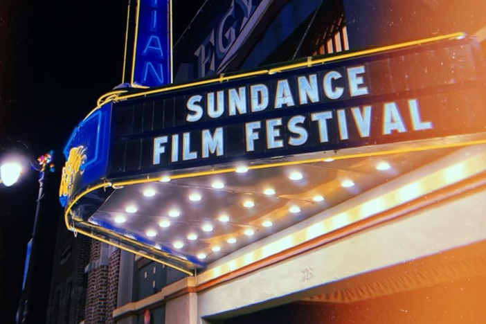 A theater marquee sign reads "Sundance Film Festival"