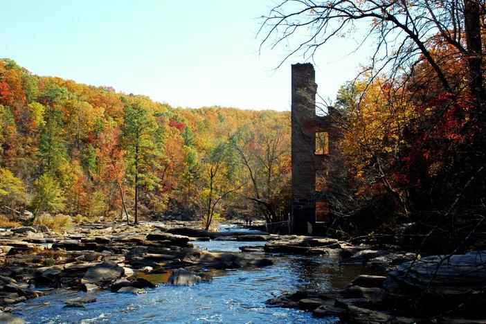 The New Manchester Mill Ruins in Sweetwater Creek State Park, which can be seen in “The Hunger Games: Mockingjay – Part 1” (Photo courtesy Pineapple Public Relations). Credit: Photo courtesy Pineapple Public Relations