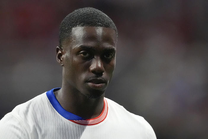 Tim Weah of the United States leaves the field after receiving a red card during a Copa America Group C soccer match against Panama in Atlanta, Thursday, June 27, 2024. 