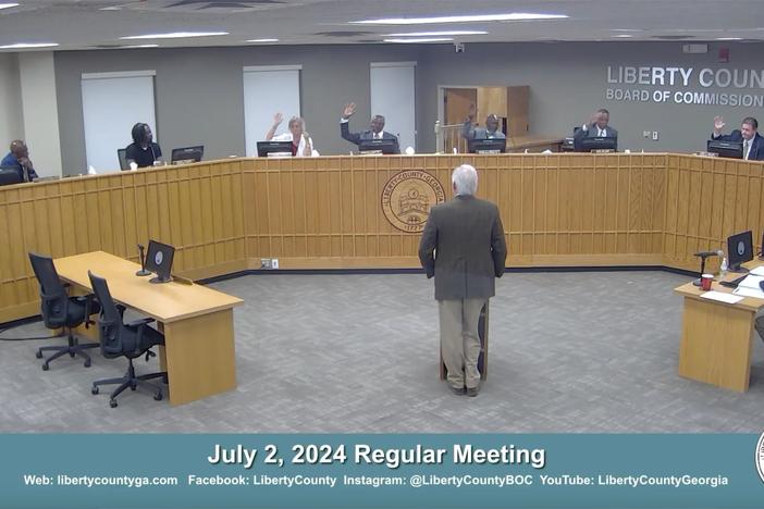 Screenshot of the Liberty County Board of Commissioners voting 