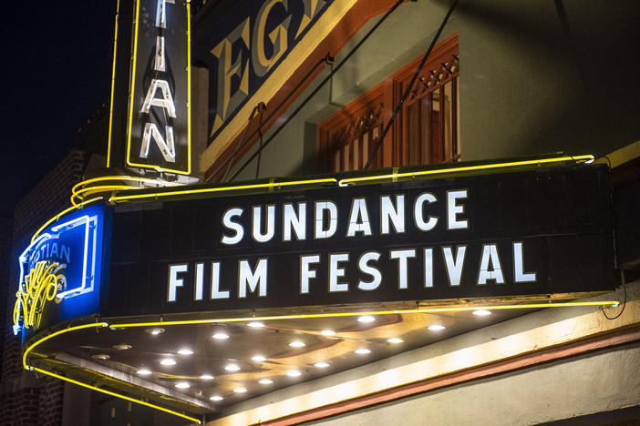The marquee of the Egyptian Theatre appears during the Sundance Film Festival, Jan. 28, 2020, in Park City, Utah. 