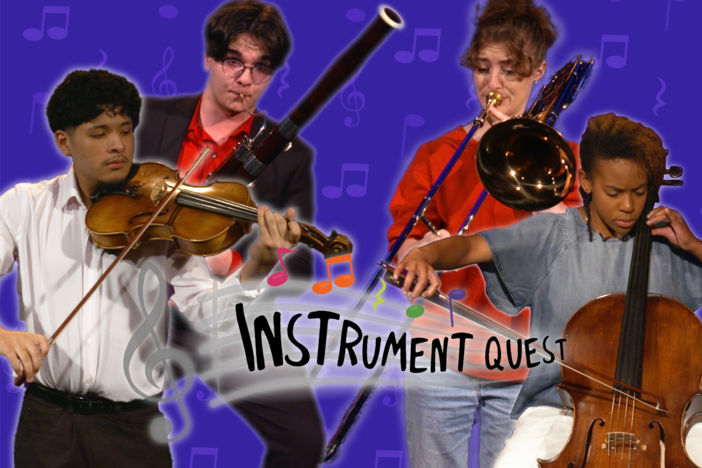 instrument quest logo over purple background