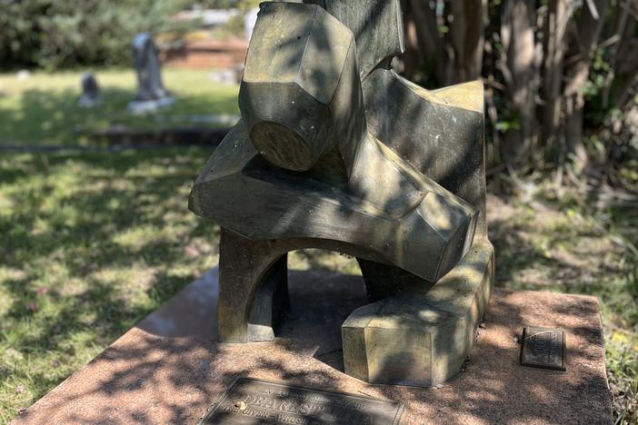 A sculpture honoring Lita McClinton at her family's plot at Atlanta's Oakland Cemetery.