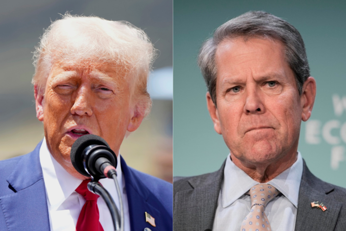 This joint photo pictures both former President Donald Trump, left, and Gov. Brian Kemp, right.