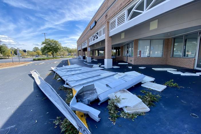 Debris at Georgia Southern University's Armstrong campus in Savannah after Hurricane Helene on Friday, Sept. 27, 2024.