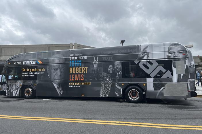 The new John Lewis bus design features new and old pictures of the civil rights leaders and several iconic quotes.