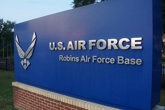 Robins Air Force Base front gate sign in Houston County, Georgia. EDWARD ASPERA 78th Air Base Wing Public Affair