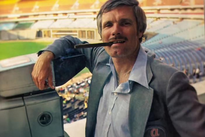 Ted Turner is pictured at the Atlanta Fulton County Stadium in an undated photo. Turner is the subject of a new documentary series, 'Call Me Ted," which premiered on Max on Nov. 13, 2024.