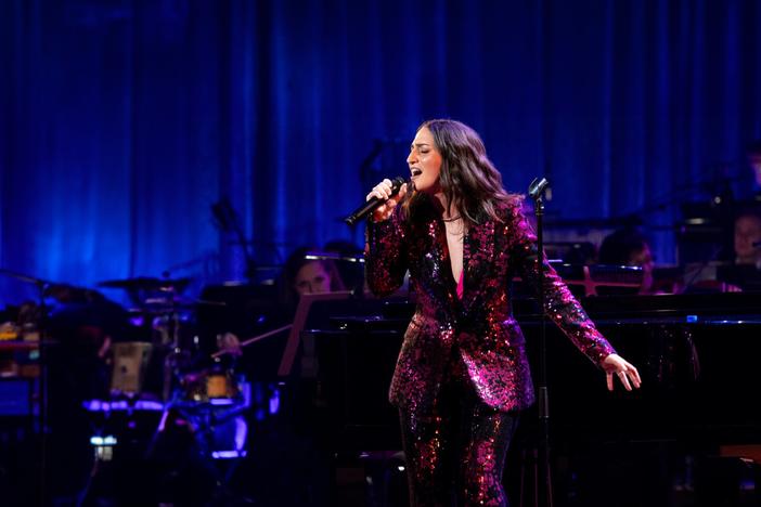 Sara Bareilles on stage at the Kennedy Center 