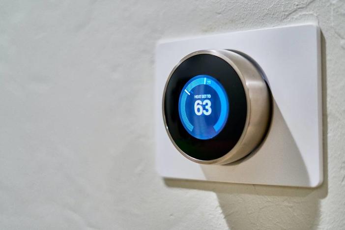 A stock photo of a wall thermostat