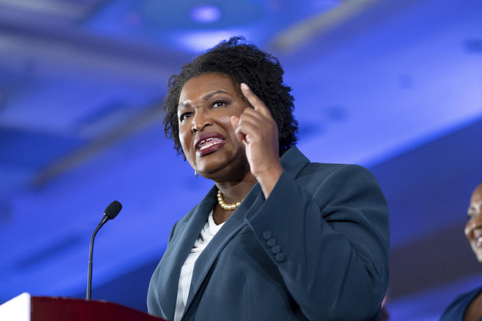 Stacey Abrams, Democratic candidate for Georgia governor, gives a concession speech in Atlanta on Tuesday, Nov. 8, 2022. 