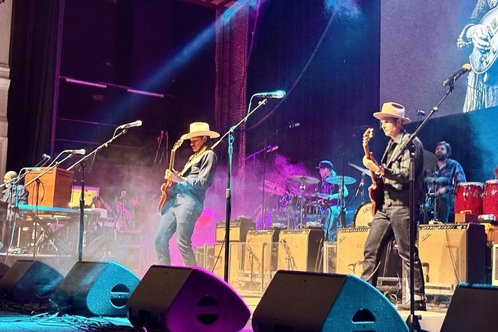 Guitarists Duane Betts (left) and Johnny Stachela (right) perform at 'In Memory of Dickey Betts' at the Macon City Auditorium in Macon, Ga., on Feb. 28, 2025. 