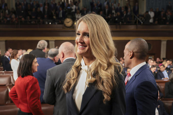 Administrator of the Small Business Administration Kelly Loeffler arrives before President Donald Trump addresses a joint session of Congress at the Capitol in Washington, Tuesday, March 4, 2025. 