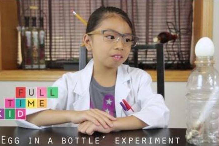 Learn how to do the classic egg-in-a-bottle experiment with Mya in super slow motion.