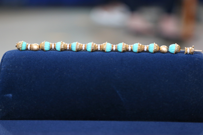 Appraisal: French Turquoise & Diamond Bracelet, ca. 1960, from St. Louis Hour 3