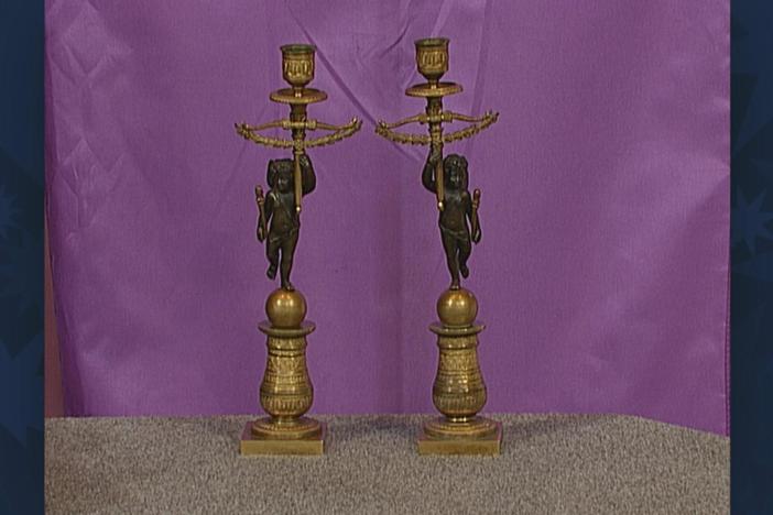Appraisal: Gilt Bronze Candlesticks, ca. 1810, from Vintage Tulsa.