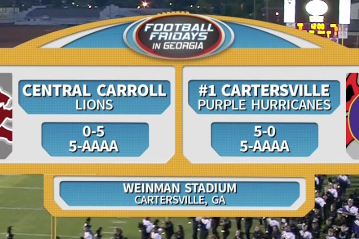 The undefeated Cartersville Purple Hurricanes take on the lions of Central Carroll.