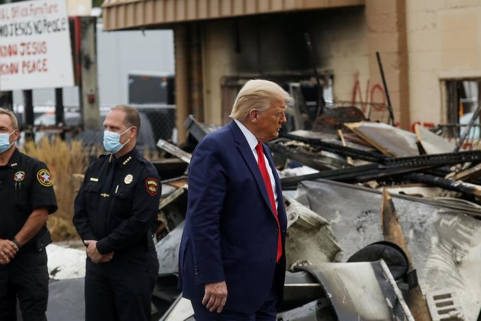 In Kenosha, Trump praises police after controversial remarks about violence