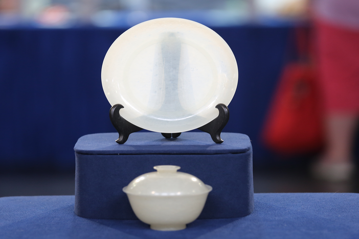 Appraisal: Chinese White Jade Dish & Rice Bowl, ca. 1925 from Portland, Hour 1.