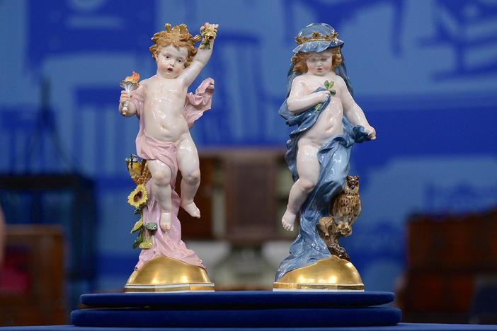 Appraisal: Meissen "Day & Night" Porcelain Figurines, from Austin, Hour 2.