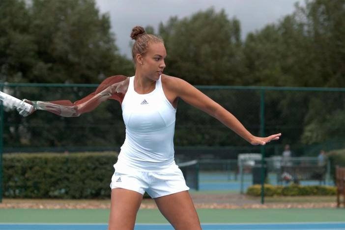 Freya's bones in her racket arm have become thicker to cope with her intense workouts.