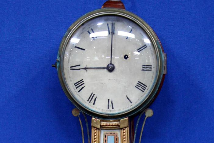 Appraisal: J. R. Bowen Gilded Banjo Wall Clock, ca. 1825, from ROADSHOW's Special: Finders