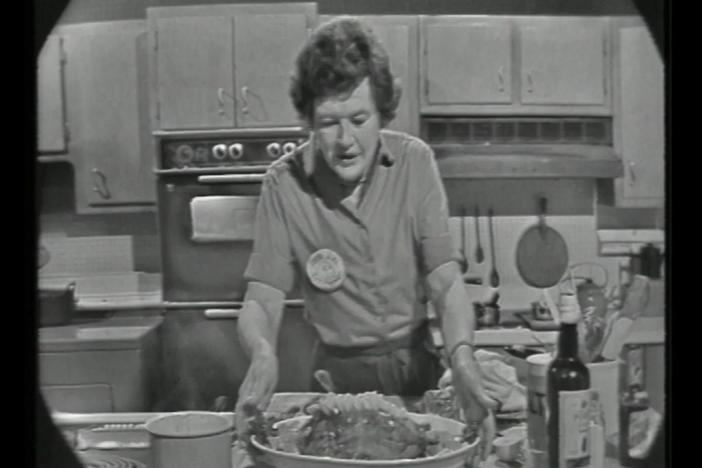 The French Chef's Julia Child illustrates the most popular way to serve duck.