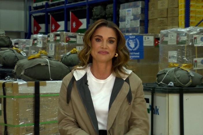 Queen Rania al Abdullah of Jordan discusses the humanitarian crisis in Gaza.