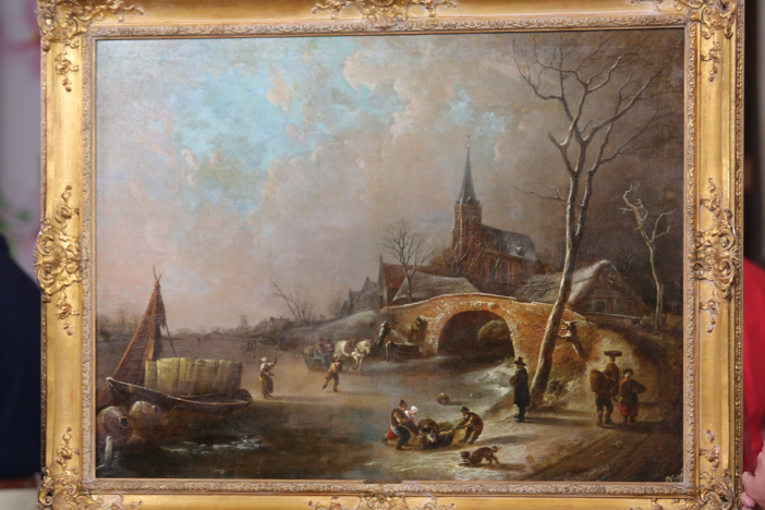 Appraisal: Andries Vermeulen "Skating Scene" Oil Painting, ca. 1800