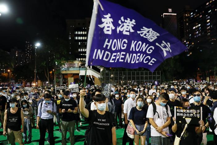 At banned Tiananmen vigil, Hong Kong protesters rally for freedoms