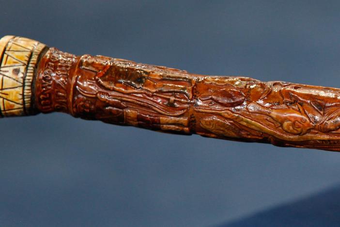 Appraisal: 1881 Carved & Polychromed Cane, from Rapid City Hour 1.