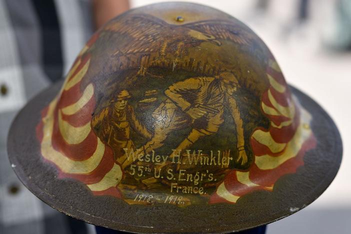 Appraisal: WWI 55th U.S. Engineers Painted Helmet