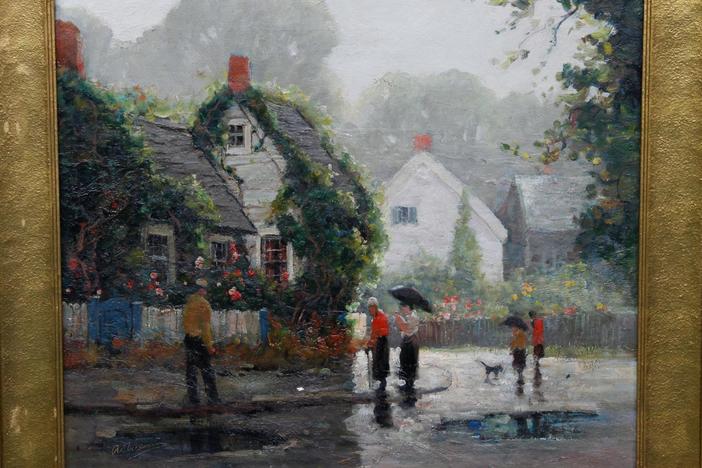 Appraisal: Anthony Thieme Oil on canvas "Rainy Day," ca. 1935, from Myrtle Beach Hour 1.