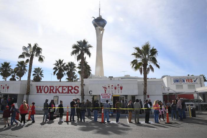 Long lines and confusion test Nevada’s early caucus vote