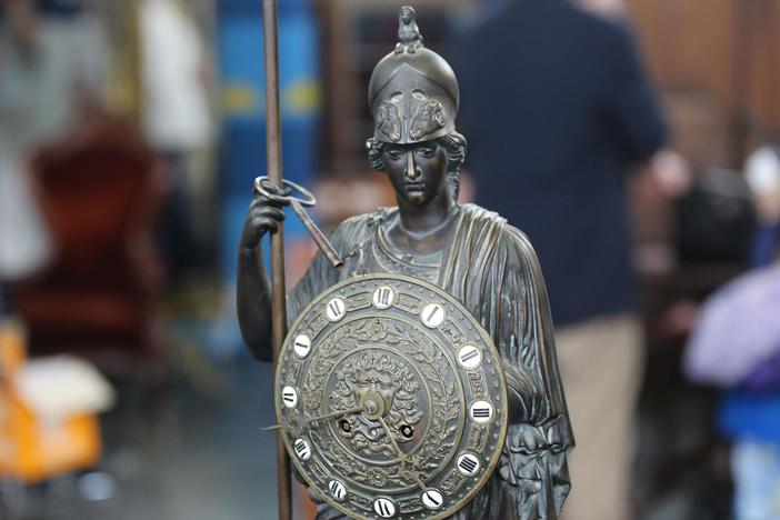 Appraisal: Athena Statue Bronze Clock, ca. 1850, in New Orleans Hour 2.