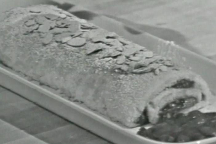The French Chef's Julia Child shows how to prepare a French Jelly Roll with a twist.