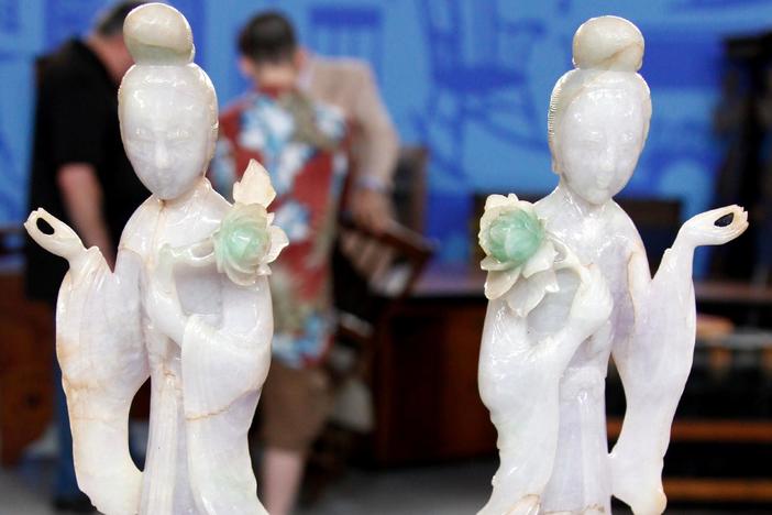 Appraisal: Chinese Jadeite Maidens, ca. 1900, from Seattle Hour 1.