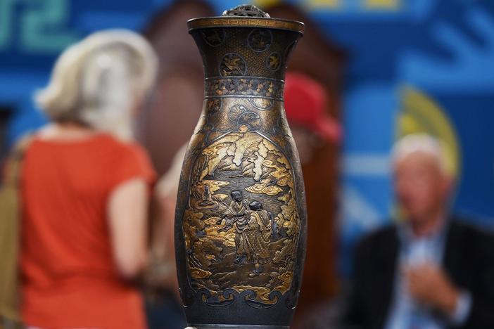 Appraisal: Japanese Komai Iron & Gold Vase, ca. 1890, from Charleston, SC Hr 1.