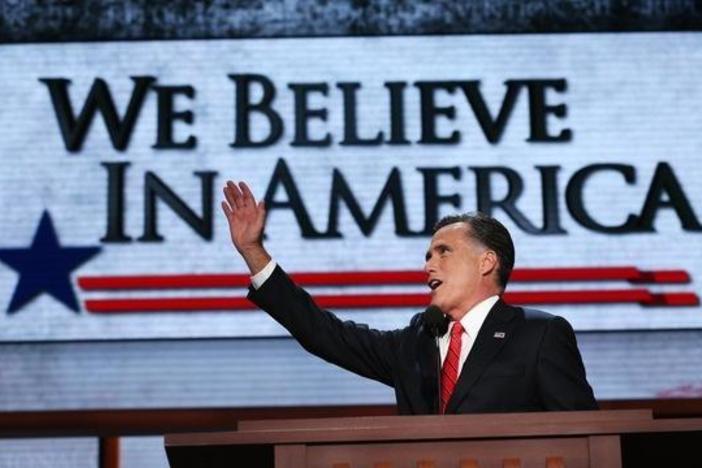 Romney pledges to create jobs, unite the country and not raise taxes on the middle class.