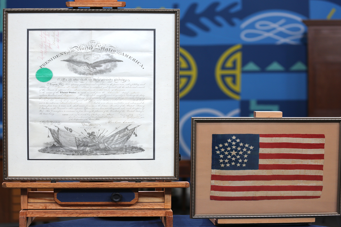 Appraisal: Civil War Lincoln-Signed Commission & 34-Star Flag, from St. Louis Hour 2.